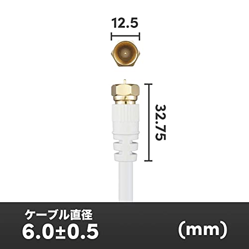 ホーリック アンテナケーブル S-4C-FB同軸 1m 【4K8K放送(3224MHz)/BS/CS/地デジ/CATV 対応】 ホワイト 両側ネジ式コネクタ HAT10-914SS テレビ用