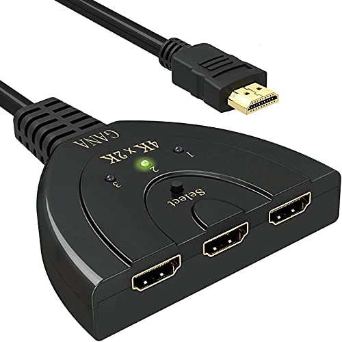 HDMI切替器 GANA 4Kx2K HDMI分配器 /セレクター 3入力1出力金メッキコネクタ搭載1080p/3D対応(メス→オス) 電源不要 Chromecast Stick/Xbox One ゲーム機/レコーダー パソコン PS3 Xbox 3D 液晶テレビ TVなどの対応
