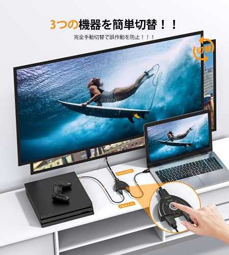 HDMI切替器 GANA 4Kx2K HDMI分配器 /セレクター 3入力1出力金メッキコネクタ搭載1080p/3D対応(メス→オス) 電源不要 Chromecast Stick/Xbox One ゲーム機/レコーダー パソコン PS3 Xbox 3D 液晶テレビ TVなどの対応