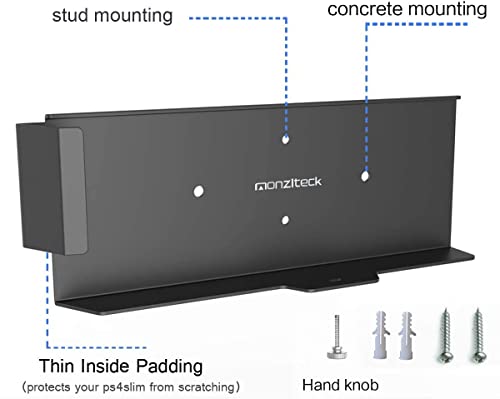 Monzlteck(モンズルテック) PS-4スリム用ウォールマウント、テレビの近くまたは背面、省スペース、PlayStation4スリムに完璧にフィットするようにカスタマイズ、取り付け簡単