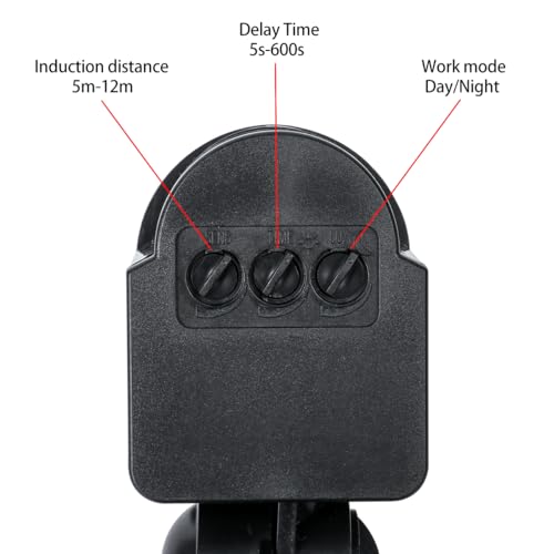 Lovesole_JP赤外線センサースイッチ モーションセンサー 最大 1200W 屋外/屋内セキュリティ自動 PIRスイッチ、占有、壁スイッチのLED 人感センサー 壁取付熱線センサ 高品質 防水仕様 AC 110V ブラック
