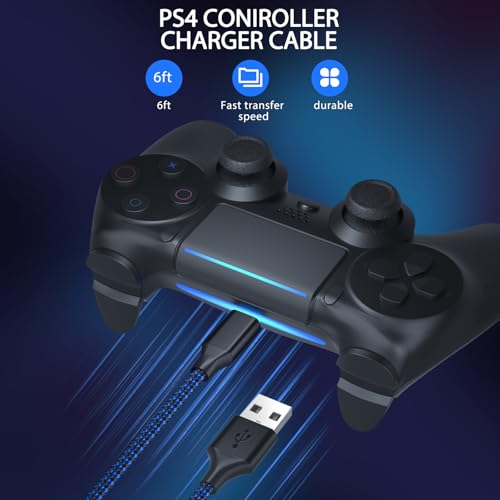 3本パック 6フィート PS4コントローラー充電ケーブル Xbox Oneコントローラー用 Dualshock 4 PS4充電ケーブル ナイロン編組マイクロUSBデータ同期ケーブル Xbox One S/X Playstation 4 PS4 Slim/Pro用 充電&プレイワイヤー