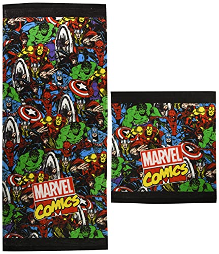 丸眞 フェイスタオル MARVEL コミック WT 34×36cm・FT 34×80cm ゴーイングヒーローズ 綿100% 2505023100