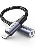 UGREEN 【MFi認証】 Lightning - 3.5 mm ライトニング イヤホンジャック 変換 iPhone イヤホン 変換アダプタ ナイロン編み 24-bitハイレゾ音質 音量調節対応 通話/音楽対応 lightning イヤホン変換 iPhoneシリーズ/iPadに対応 シルバー