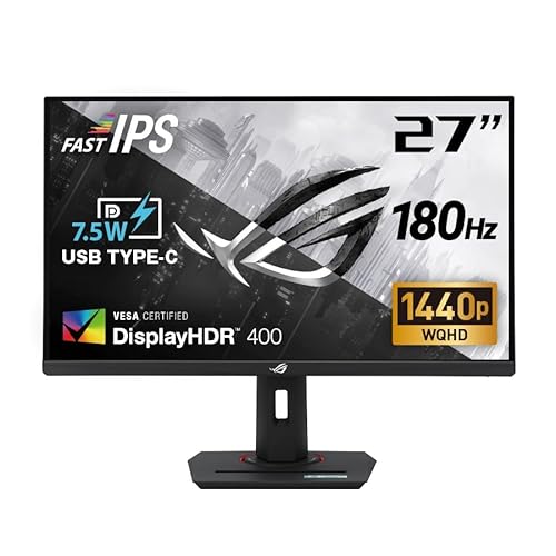 【Amazon.co.jp限定】ASUS ゲーミングモニター ROG Strix XG27ACS 27インチ / HDR / 180Hz / 1ms (GTG) / Fast IPS/Extreme Low Motion Blur Sync/USB Type-C/G-Sync対応/三脚ソケット/国内正規品