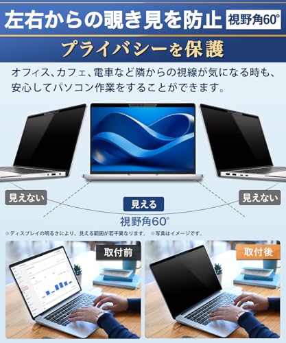 Lifeinnotech 15.6インチ(16:9) マグネット式 覗き見防止フィルター プライバシーフィルター 液晶保護フィルム ブルーライトカット 反射防止 両面使用 着脱簡単