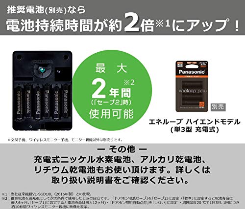 パナソニック ワイヤレステレビドアホン 配線工事不要 LEDライト搭載 VS-SGZ20L