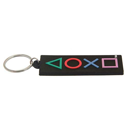 [Pyramid International] Playstation (形状) ラバーキーチェーン、マルチ、ワンサイズ, マルチ, One Size