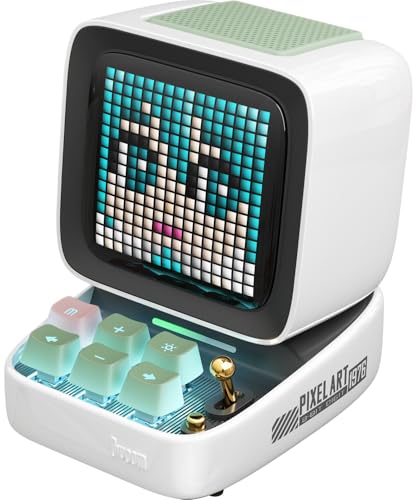 Divoom Ditoo Pro 可愛いスピーカー 15W 強化された低音 青軸キーボード RGBライト 音質高 Bluetooth/USB接続 PC用 microSDカード可 ピクセルアート 専用アプリ 12時間持ち 光沢塗装 多機能 ギフトにも最適 メーカー保証3年 2026年第5世代 おしゃれ（ホワイト）