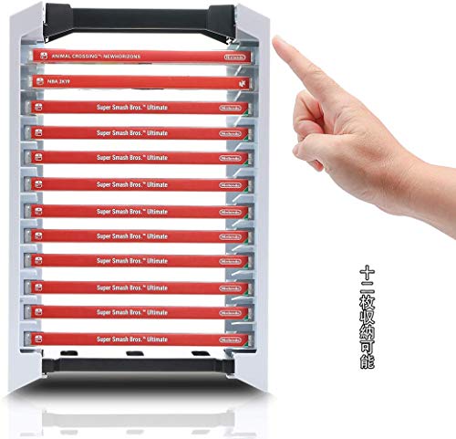 PS5 縦置きスタンド 12枚 ソフト収納 ゲームソフトラック プレイステーション用 垂直スタンド For PS5 ゲームカセット BD ディスク収納 便利グッズ タワー型 省スペース 空間節約 多機能