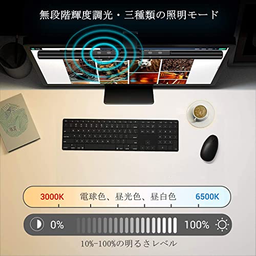 Quntis デスクライト USBライト モニターライト 52cm バーライト 掛け式ライト 自動調光厚さ0.7cm～3.5cmのモニターに対応 Ra>95 目に優しい 無段階色温度と輝度調整 PC作業/読書/譜面台/ネトゲ廃人に対応 BasicPlus