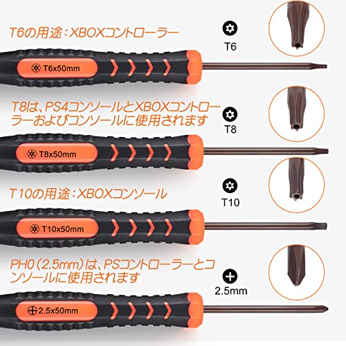 【JOREST】 PS5 PS4 PS3 Xbox One/360用清掃 修理工具セット、セット 分解キット、xbox /PS コントローラー用 、t6 t8 t10 トルクスドライバーとプラスドライバー