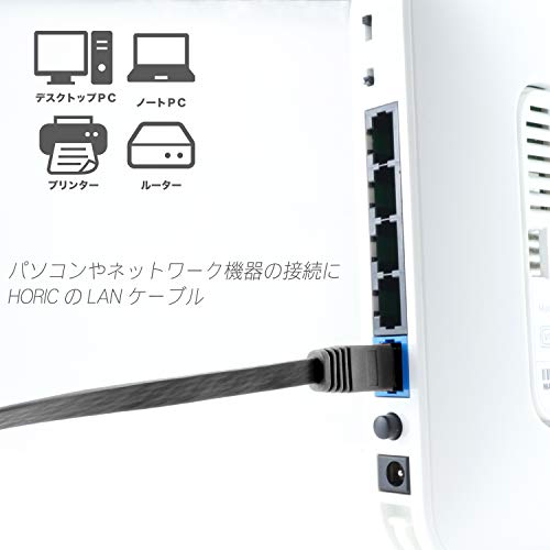 ホーリック LANケーブル UTP カテゴリー6A フラット 50cm ブラック LC05-571FB