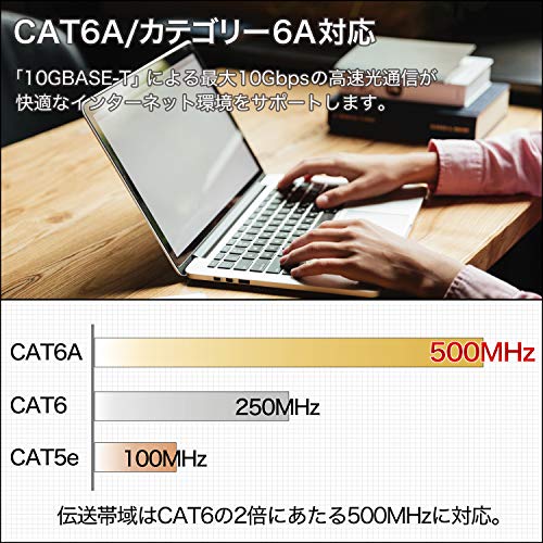 ホーリック LANケーブル UTP カテゴリー6A フラット 50cm ブラック LC05-571FB