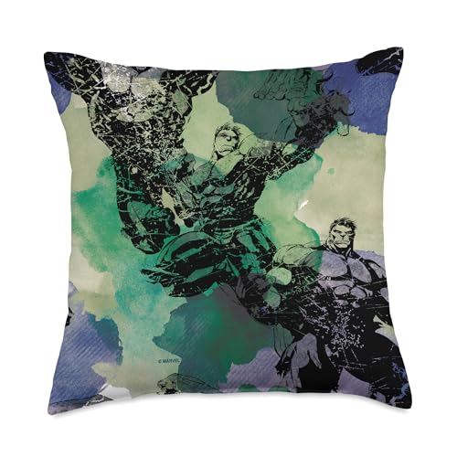 マーベル インクレディブル ハルク ブルースバナー グリーン 水彩 スローピロー 18x18 マルチカラー