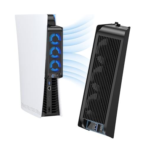 旧型 ps5用 冷却ファン ps5 冷却 PS5周辺機器 LEDライト付き 冷却ファン 旧型 PS5コンソール用 放熱 USB 3.0ポート付 外付けクーラー ディスク版/デジタル版 両対応 PS5アクセサリー ゲーム機用 ブラック 【PS5 Slim/PS5 Pro非対応】