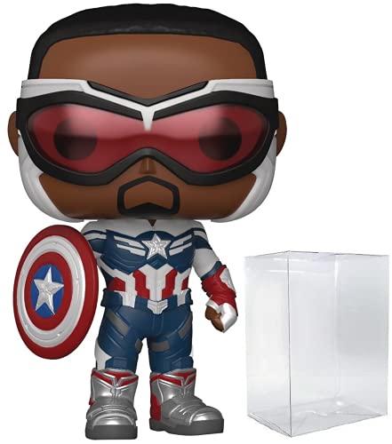 Funko POP マーベル:ファルコンとウィンターソルジャー - キャプテン・アメリカ役のサム・ウィルソン ビニールフィギュア (互換性のあるポップボックスプロテクターケース付き)、マルチカラー、3.75インチ