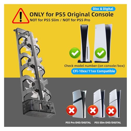 PS5 冷却ファン 3連ファン PlayStation 5用 冷却スタンド PS5 ディスク/デジタル版 専用 USB給電 スイッチ付き LED表示 充電専用USBポート（データ不可）※PS5 Slim/PS5 Pro非対応
