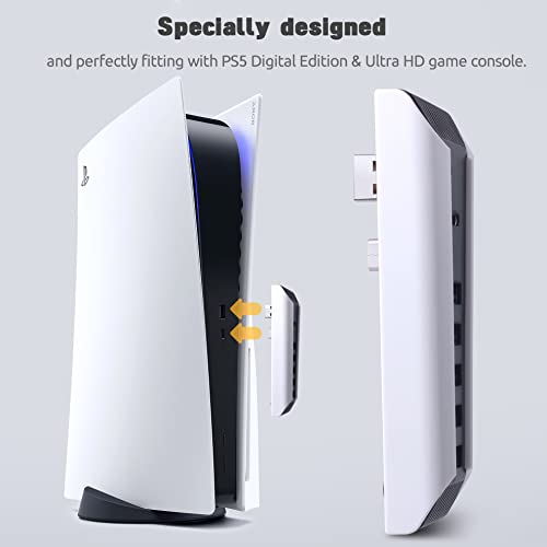 AQIDAP 5ポート USBハブ PS5用 USB高速拡張ハブ充電器 USBエクステンダー PlayStation 5ゲームコンソール対応 USB 4個 USB充電ポート1個 Type Cポート1個付き