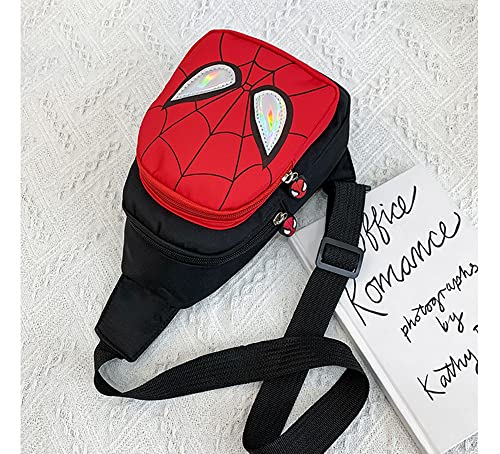[H.D.H.] 子供 バッグ カバン ボディバッグ ワンショルダーバッグ 小型 斜め掛けバッグ キッズ 男の子 スパイダーマン 小銭入れ 誕生日 七五三 プレゼント お出かけ 旅行 軽量 (クロ)