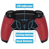 eXtremeRate ps5コントローラーBDM-010&BDM-020に対応用プログラムできる背面パドルプラスティック製RISE4リマップキット、ps5コントローラーに対応用アップグレードボードと黒いラバーグリップ付き再設計されたバックケース&4つの黒い背面ボタン‐ps5本体ではない【レッド】