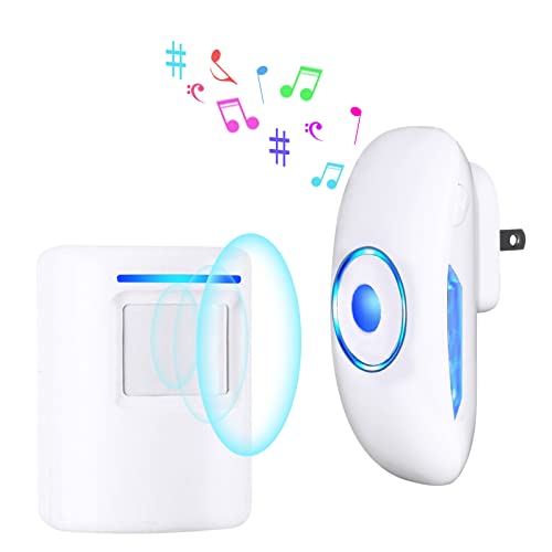SMGVPET ワイヤレスチャイム 人感センサー チャイム ドアベル 玄関チャイム 36曲 4段階音量調整 非接触(送信機1個 受信機1個) | コードレス 呼び鈴 センサーチャイム 防犯センサー 25~110dB 200M無線範囲 2階・店舗・介護対応 簡単取付け LED発光アラート 日本語取扱説明書