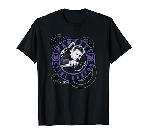 マーベル ホークアイ クリント・バートン 幾何学模様 サークル ポートレート Tシャツ