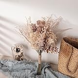 WillingYou ドライフラワー ブーケ 壁掛け 花束 ドライフラワー 風 造花 フェイク 前撮り 玄関 インテリア テーブル 装飾 花 プレゼント 1束入り ベージュ