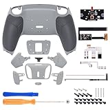 eXtremeRate ps5コントローラーBDM-010&BDM-020に対応用プログラムできる背面パドルプラスティック製RISE4リマップキット、ps5コントローラーに対応用アップグレードボードとラバーグリップ付き再設計されたバックケース&背面ボタン4つ‐ps5本体ではない【灰白&クラシックグレー】