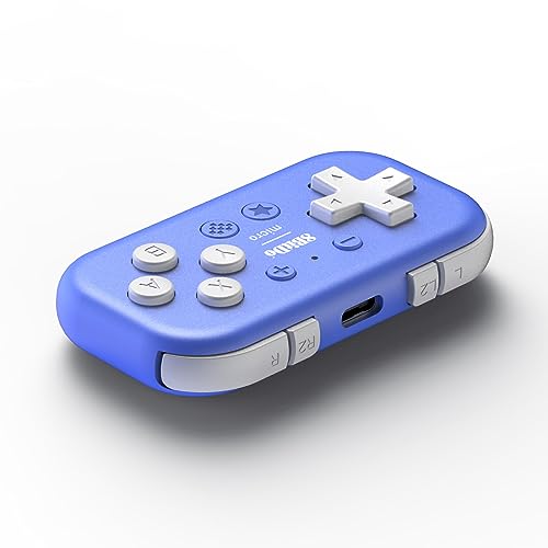 8Bitdo Micro BluetoothゲームパッドポケットサイズミニコントローラSwitch//Switch 2、Android、Raspberry Pi用、キーボードモード対応(Blue)
