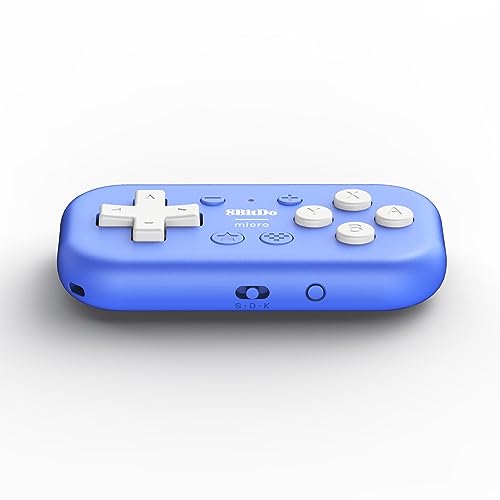 8Bitdo Micro BluetoothゲームパッドポケットサイズミニコントローラSwitch//Switch 2、Android、Raspberry Pi用、キーボードモード対応(Blue)
