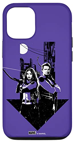 iPhone 14 マーベル・ホークアイ、クリント・バートン、ケイト・ビショップ・パープル スマホケース
