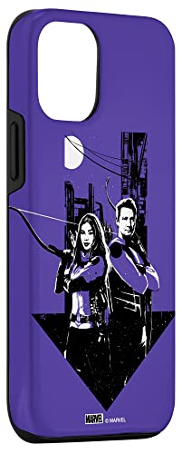 iPhone 14 マーベル・ホークアイ、クリント・バートン、ケイト・ビショップ・パープル スマホケース