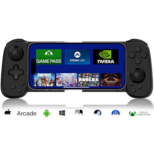 arVin モバイルゲーミングコントローラー（iPhone 16/15/14・iPad・Androidスマホ/タブレット・Switch対応）— PS5/PS4/Xbox/PC用PSリモートプレイ対応ゲームパッド、クラウドゲーミング・アーケード・MFiゲーム・CODM・Roblox対応ワイヤレスジョイスティック (ブラック, 標準版 (D6))