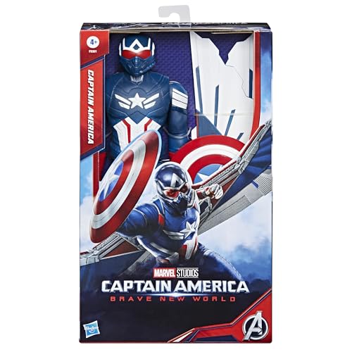 (Hasbro)MARVEL マーベルスタジオ キャプテン・アメリカ:ブレイブ・ニュー・ワールド、タイタンヒーローシリーズ、12インチ(30cm)デラックス キャプテン・アメリカ アクションフィギュア、スーパーヒーローのおもちゃ 対象年齢4歳以上 F9301 正規品