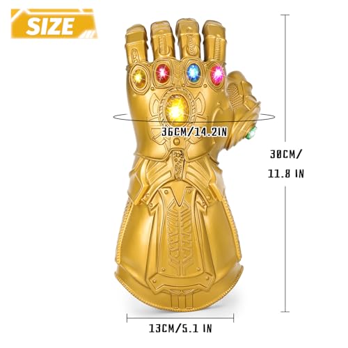 NDJLNZ インフィニティガントレット 取り外し可能な宝石付き インフィニティグローブ ストーン ハロウィン コスプレ コスチューム アクセサリー, ゴールドガントレット-取り外し可能な宝石, Kids