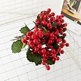 siawadeky ベリー 造花 10本セット お正月 赤い実 枯れない花 アートフラワー 冬 クリスマスベリー 新年お祝い パーティー飾り グリーン飾り ヒイラギ 赤い実 部屋 玄関 店舗飾り