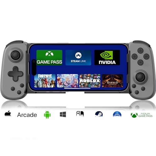 arVin スマホ コントローラー （iPhone 16/15/14・iPad・Androidスマホ/タブレット・Switch対応）— PS5/PS4/Xbox/PC用PSリモートプレイ対応ゲームパッド、クラウドゲーミング・アーケード・MFiゲーム・CODM・Roblox対応ワイヤレスジョイスティック (グレー, 標準版 (D6))