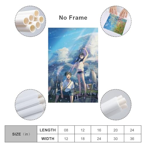 天気の子 スマホ ポスター アートパネル 絵画 壁掛け 部屋飾り 玄関装飾用絵画 掛け画 タペストリー 贈り物 部屋飾り人気 アニメプレゼント16x24inch(40x60cm)Unframe-style