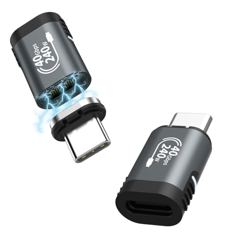 2個セット Type-C 変換アダプタ マグネット 【240W急速充電・40Gbpsデータ転送・8K映像出力】TiMOVO USB C 変換アダプター OTG対応 USB4.0 I字 Type C to TypeC オス Cメス 延長 磁気吸着 Thunderbolt 3/4/iPhone17e/Switch2/i-Pad/MacBookPro/AirなどタイプC端末対応 SpaceGray