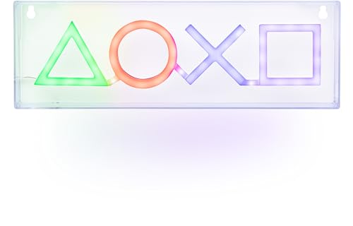 PlayStation Icons LED ネオンライト - 公式ライセンスフリースタンディングまたは壁取り付け可能なライトサイン - ゲーマーのためのゲームルームアクセサリーと装飾 | パラドーン、ブラック