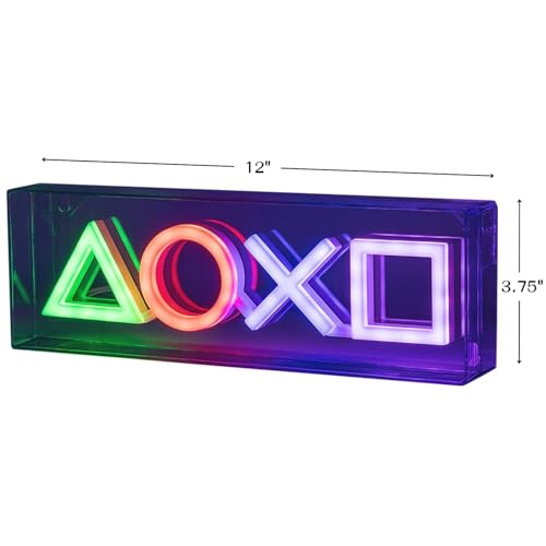 PlayStation Icons LED ネオンライト - 公式ライセンスフリースタンディングまたは壁取り付け可能なライトサイン - ゲーマーのためのゲームルームアクセサリーと装飾 | パラドーン、ブラック