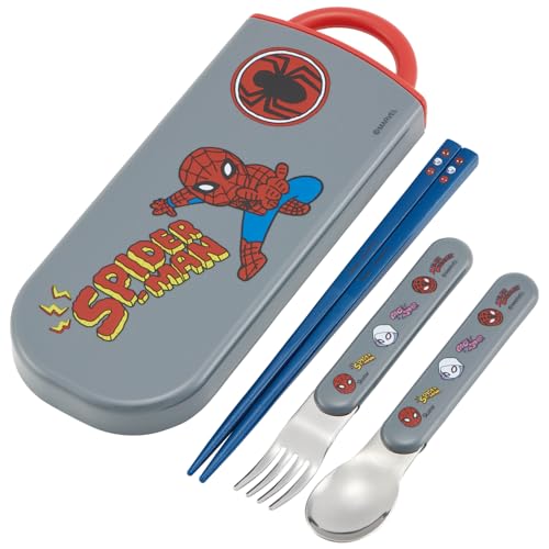 スケーター(Skater) カトラリーセット 子供用 お弁当 箸 スプーン フォーク 日本製 スライド式 名前シール付 抗菌 トリオセット スパイダーマン ポップコミックス 男の子 TACC2AG-A