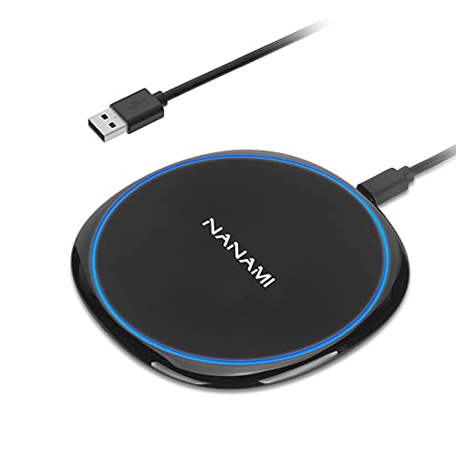 NANAMI ワイヤレス充電器 Qi認証 15W出力 USB Type-C ポート iPhone 17/16/15/14/13/12シリーズ/SE第3世代/11Pro(Max)/XR/X/8 AirPods Pro(Pro3/Pro2)/4 Galaxy S25/S24/S23/S22/S21(Ultra) Pixel など各機種対応 超薄型 置くだけ充電器 クリスマス 冬のギフト ブラック