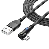 YFFSFDC Micro USB ケーブル Ｌ字型 180度回転 急速充電 高速データ転送 マイクロ USB ケーブル 強化TPE製 USB Type A to マイクロb ケーブル Micro充電コード Android スマホ充電ケーブル Type-B PS4 コントローラー イヤホン USBコード Android充電ケーブル タイプbケーブル 2m ブラック