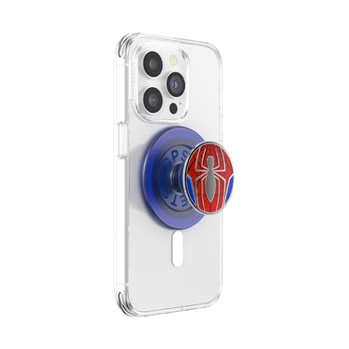 PopSockets:MagSafe用PopGrip - スマートフォンとケース用の交換可能なトップ付き拡張電話スタンドとグリップ、スパイダーマン - ピーターパーカースーツ