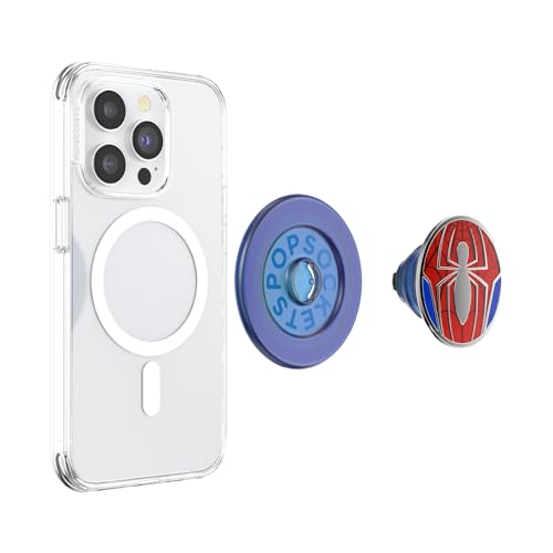 PopSockets:MagSafe用PopGrip - スマートフォンとケース用の交換可能なトップ付き拡張電話スタンドとグリップ、スパイダーマン - ピーターパーカースーツ