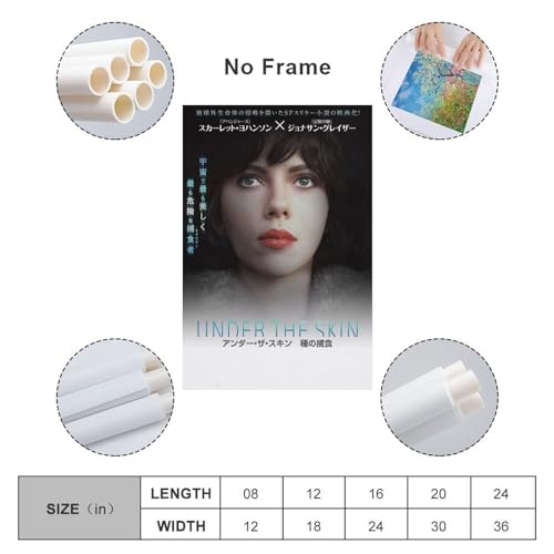 アンダーザスキン 種の捕食スカーレットヨハンソン映画ポスター キャンバス ポスター 印刷 壁アート 油彩画 モダン ホーム装飾 誕生日ギフト すぐに掛けられます08x12inch(20x30cm)