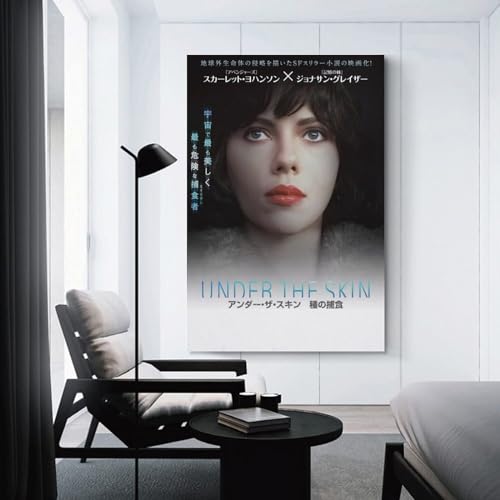 アンダーザスキン 種の捕食スカーレットヨハンソン映画ポスター 部屋飾り キャンバスウォールアート 印刷 ポスター 版画 壁飾り 壁の絵 壁掛け ホームアートワーク16x24inch(40x60cm)