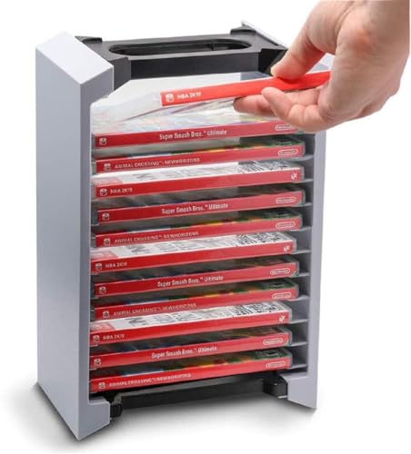 Farigrut 縦置きスタンド 12ソフト収納スペース ゲームソフトラック 縦置きスタンド付き ゲームカセット用 ディスク収納スペース 便利グッズ タワー 省スペース 多機能